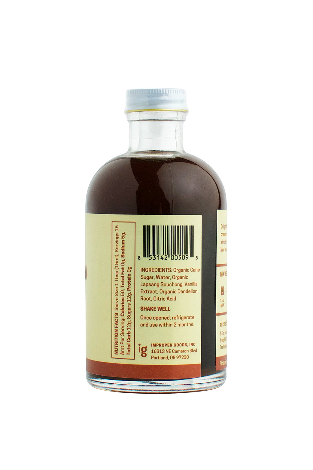 RAFT Smoked Tea Vanilla Syrup - Improper Goods, LLC